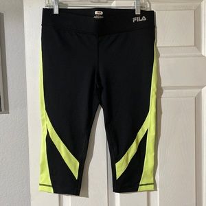 fila cropped leggings black and green